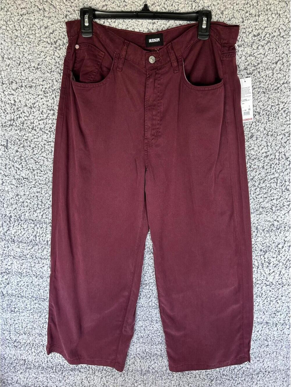 Hudson Jolene High Rise Wide Leg Denim Jeans Wine Red Women’s Size 30x32